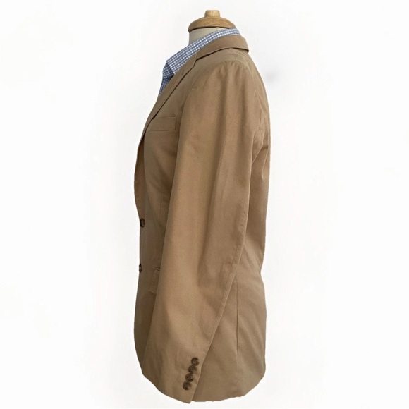 J Crew Crespi Italian Woven Cotton Chino Tan / Camel Two Button Jacket 36 R - Picture 4 of 15
